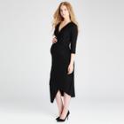 Maternity Asymmetric Nursing Dress - Expected By Lilac - Black