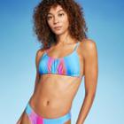 Women's Tunnel Front Bralette Bikini Top - Wild Fable Blue Marble Print Xxs