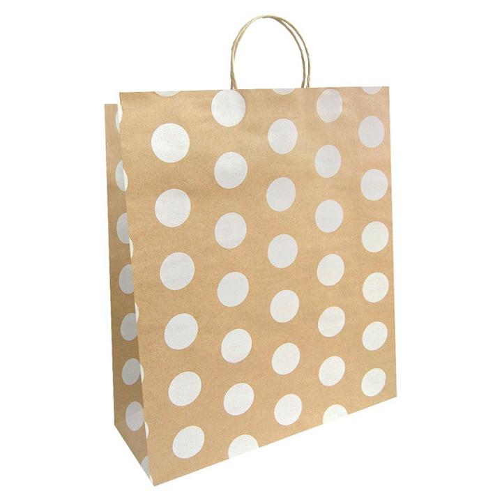 Spritz Large Solid Natural With White Polka Dots Gift Bag -