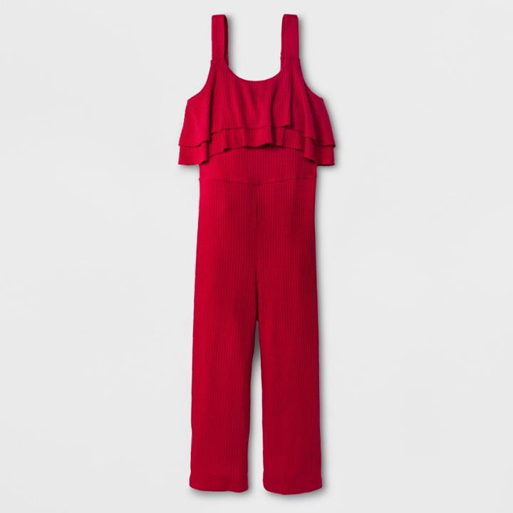 Girls' Knit Cropped Jumpsuit - Art Class Red