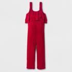 Girls' Knit Cropped Jumpsuit - Art Class Red