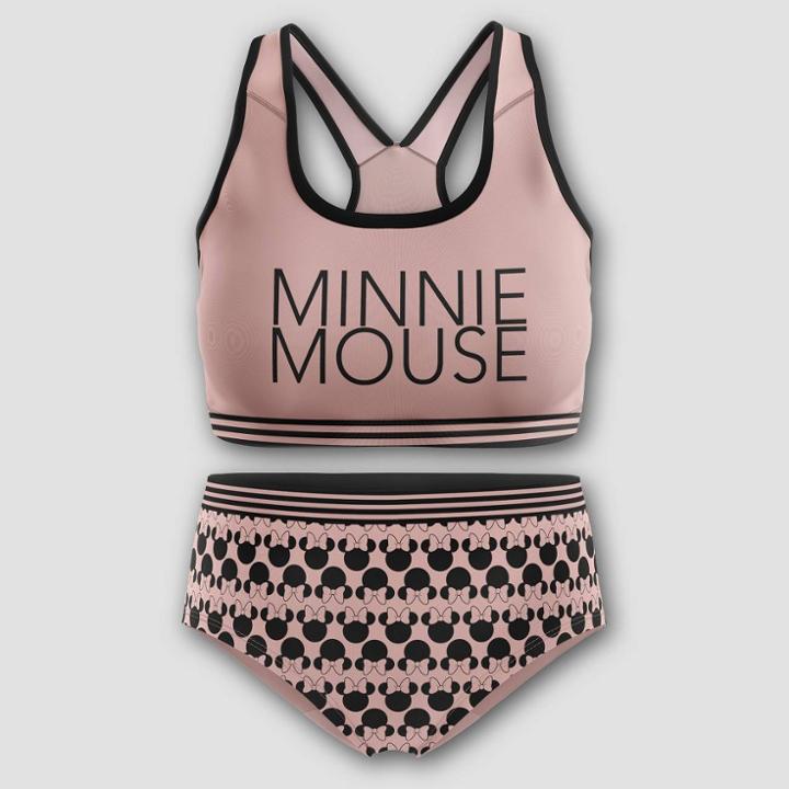 Girls' Minnie Mouse Bra And Underwear Set - 6, Black/pink