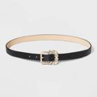 Women's Pearl And Rhinestone Buckle Belt - A New Day Black L, Women's,