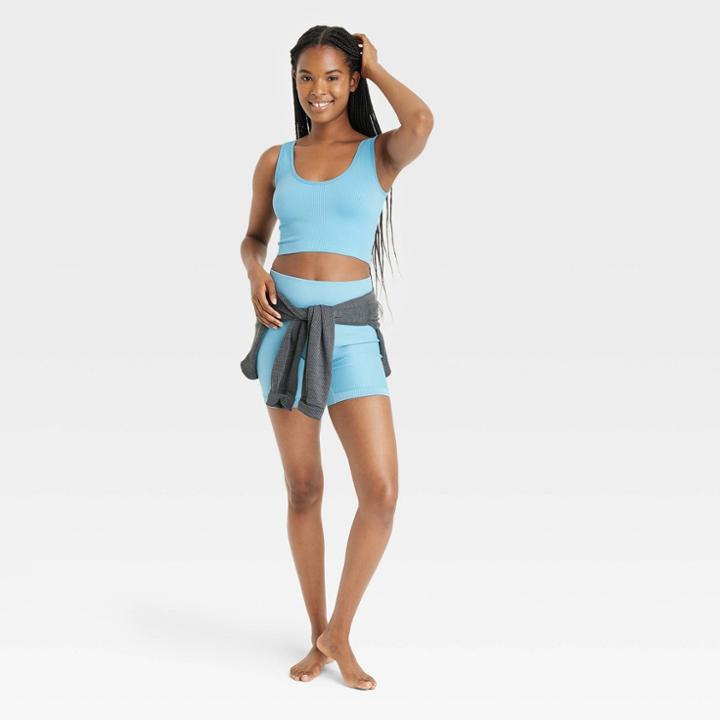 Women's Seamless Reversible Neckline Tank Top - Colsie Blue