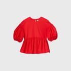 Women's Puff Short Sleeve Poplin Top - Prologue Orange
