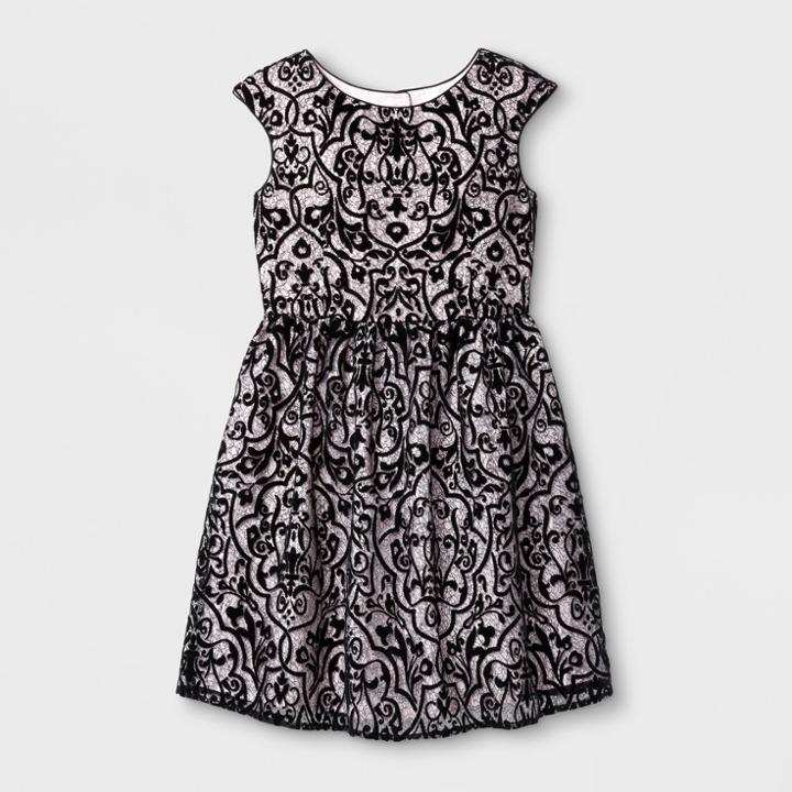 Mia & Mimi Girls' Printed Dressy Dress - Black
