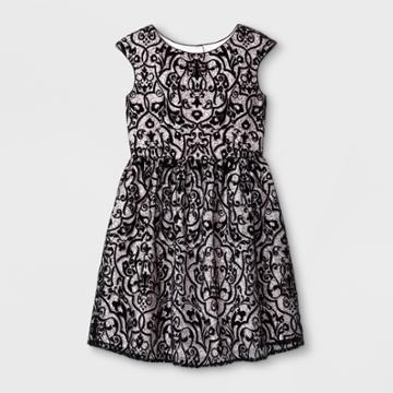 Mia & Mimi Girls' Printed Dressy Dress - Black