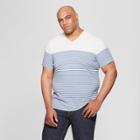 Men's Big & Tall Striped Regular Fit Short Sleeve V-neck T-shirt - Goodfellow & Co Riviera Blue
