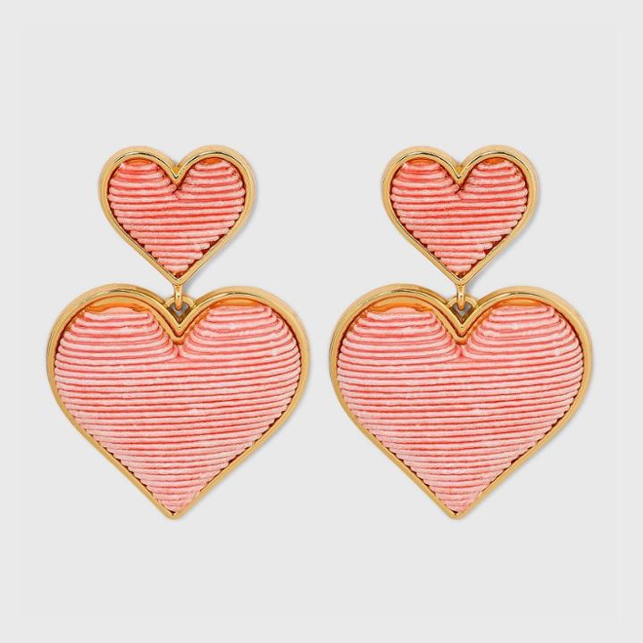 Sugarfix By Baublebar Stacked Monochrome Heart Drop Earrings - Pink