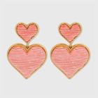 Sugarfix By Baublebar Stacked Monochrome Heart Drop Earrings - Pink