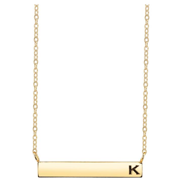 Distributed By Target Women's Sterling Silver Station Bar Initial 'k' Necklace - Gold