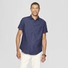Men's Casual Fit Short Sleeve Denim Button-down Shirt - Goodfellow & Co Navy Voyage