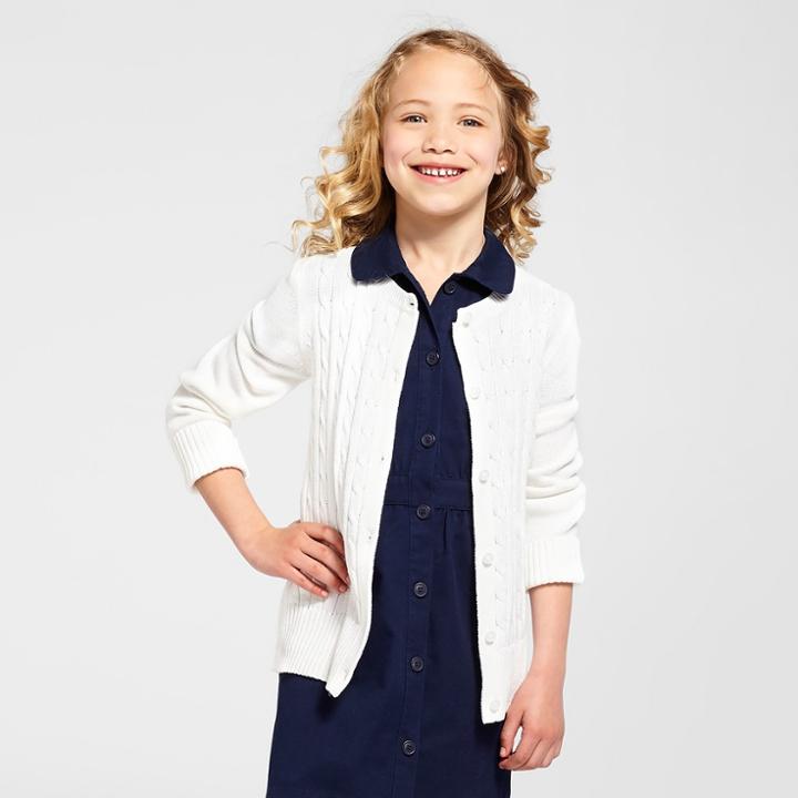 Girls' Cable Knit Cardigan Sweater - Cat & Jack White M,