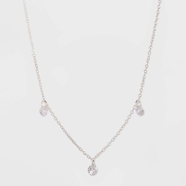 Sterling With Cubic Zirconium Necklace - A New Day Silver, Women's