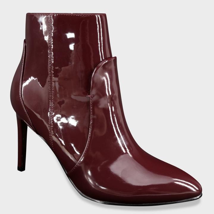 Women's Rebekah Patent Pointed Heeled Fashion Bootie - Who What Wear Burgundy (red)