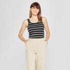 Women's Slim Fit Any Day Striped Tank - A New Day Black/white