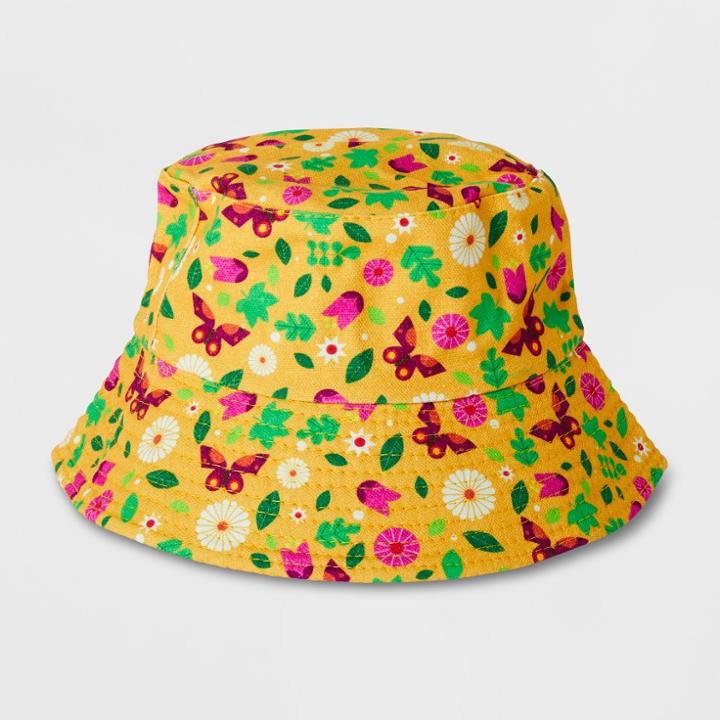 Butterfly Gardening Sun Hat Pink One Size - Kid Made Modern, Kids Unisex, Yellow