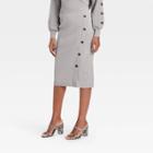 Women's Midi Button Detail Sweater Skirt - Who What Wear Gray