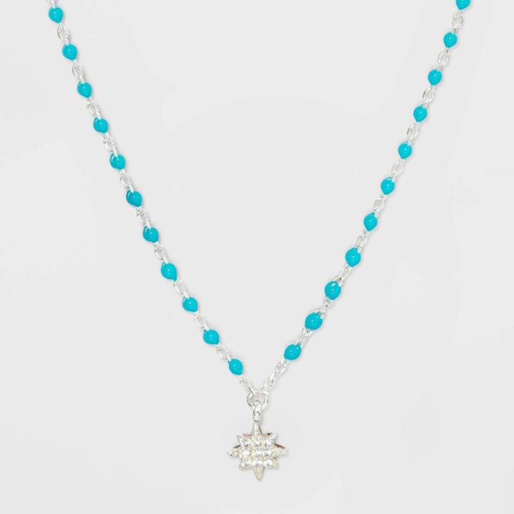 No Brand Turquoise Enamel Necklace - Blue, Women's,