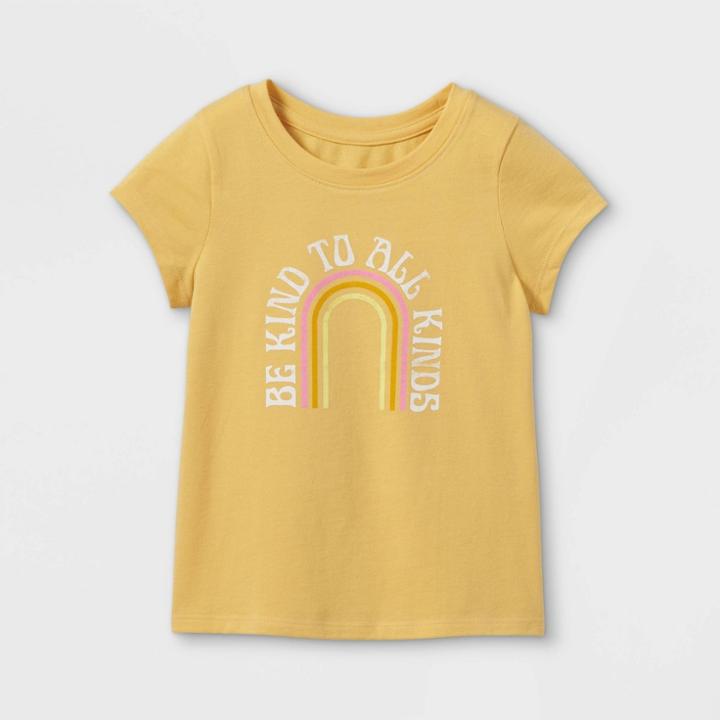 Toddler Girls' 'be Kind' Rainbow Graphic T-shirt - Cat & Jack Light Yellow
