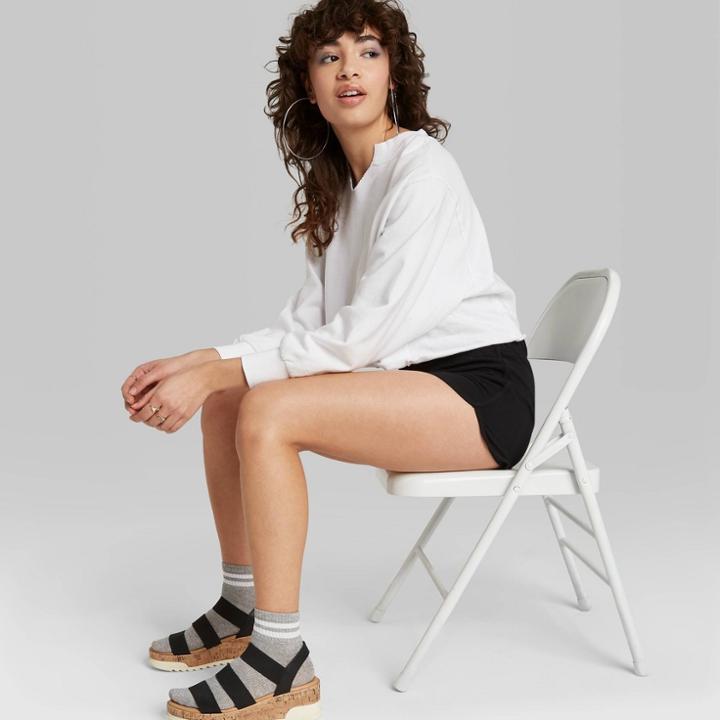 Women's French Terry Dolphin Leisure Shorts - Wild Fable Black