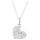 Target Children's Pave Cubic Zirconia Heart Pendant In Sterling
