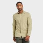 Men's Long Sleeve Woven Button-up Shirt - All In Motion Khaki