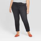 Women's Plus Size Button Fly Skinny Crop Jeans - Universal Thread Black Wash