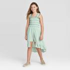 Girls' Smocked Walk-through Dress - Art Class Green S, Girl's,
