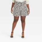 Women's Plus Size Floral Print High-rise Shorts - Who What Wear Jet Black