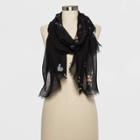 Women's Floral Grounded Oblong Scarf - A New Day Black, Blue