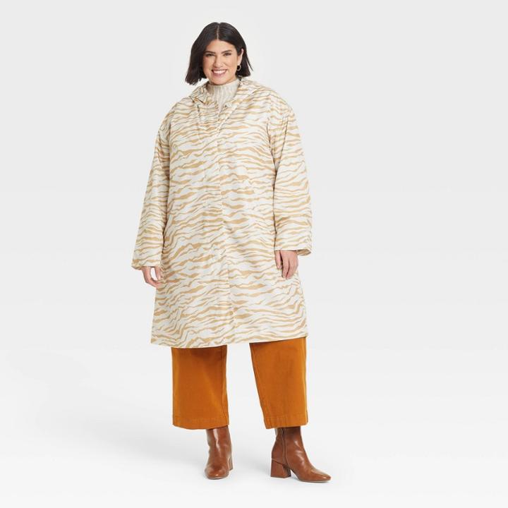 Women's Plus Size Rain Coat - Ava & Viv Rust Zebra