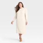 Women's Plus Size Puff Long Sleeve Sweater Dress - Who What Wear Cream