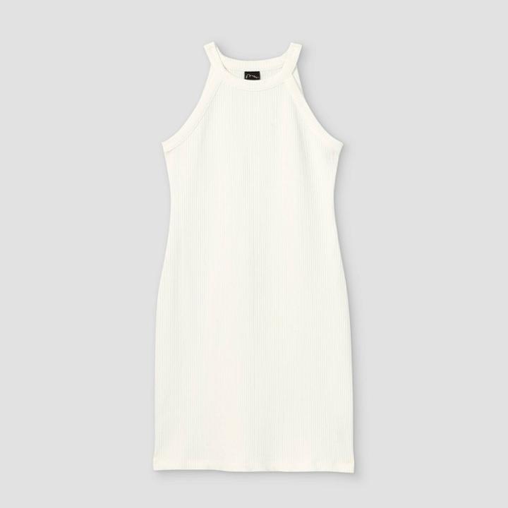 Girls' High Neck Rib-knit Sleeveless Dress - Art Class White