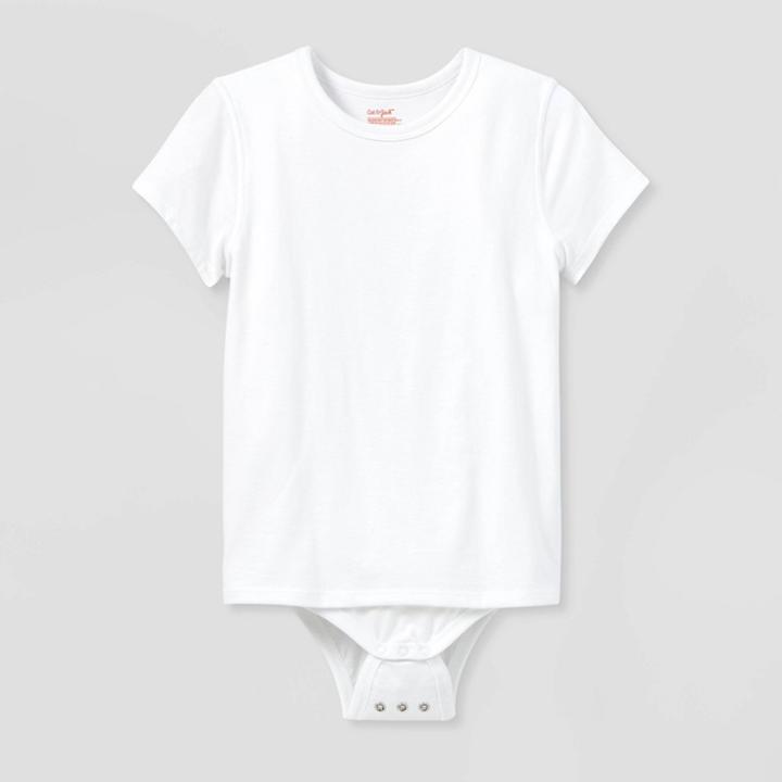 Kids' Adaptive Short Sleeve Bodysuit With Abdominal Access - Cat & Jack White