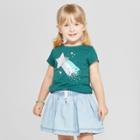 Toddler Girls' Star Short Sleeve T-shirt - Cat & Jack Dark Green