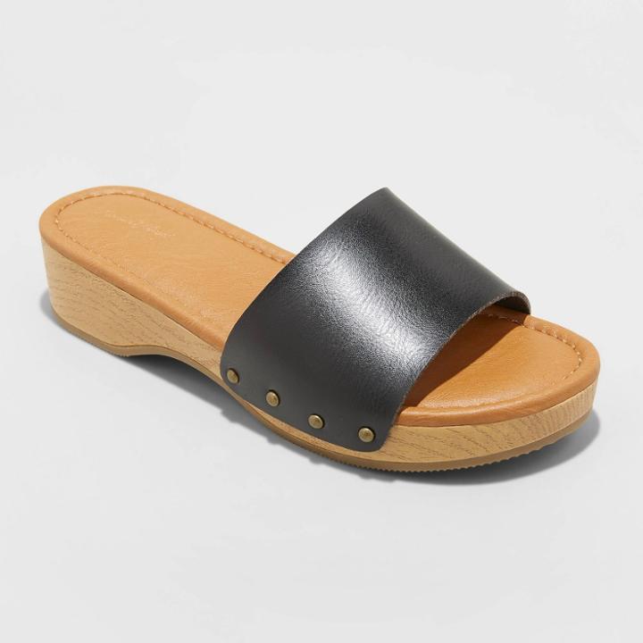 Women's Kora Faux Wood Bottom Sandals - Universal Thread Black