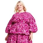 Women's Plus Size Mum Floral Scallop Back Blouse - Kika Vargas X Target Pink