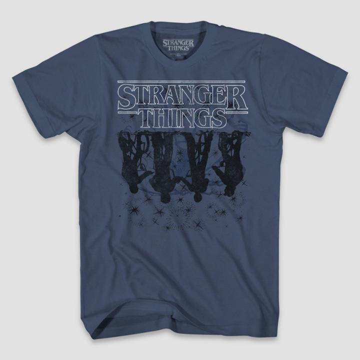 Netflix Men's Stranger Things Stranger Ride A Bike Short Sleeve Graphic T-shirt - Blue L, Men's,