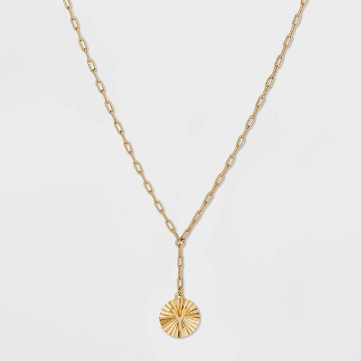 14k Gold Plated Initial 'y' Pendant Chain Necklace - A New Day Gold
