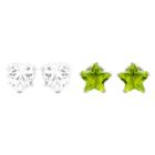 Journee Collection 1 2/5 Ct. T.w. Star-cut Cz Prong Set Stud Earrings Set In Sterling Silver - Light Green/white, Girl's