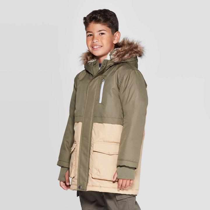 Boys' Colorblock Parka Jacket - Cat & Jack Green