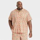 Men's Big & Tall Short Sleeve Button-down Shirt - Goodfellow & Co Orange/floral