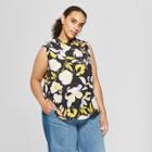 Women's Plus Size Floral Print Mock Neck Tank Top - Who What Wear Black/white 3x, Black/white Floral