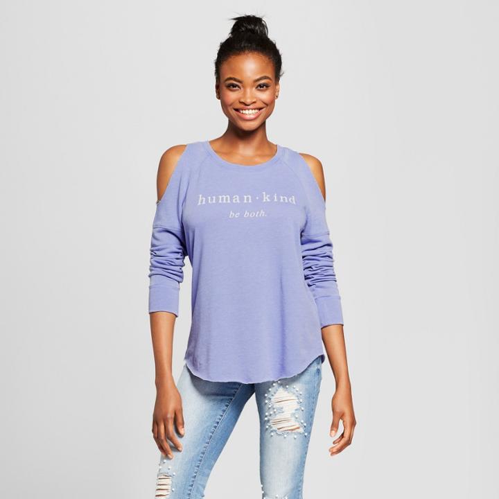 Women's Human Kind Cold Shoulder Pullover Burnout Sweatshirt - Grayson Threads (juniors') - Blue