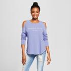 Women's Human Kind Cold Shoulder Pullover Burnout Sweatshirt - Grayson Threads (juniors') - Blue