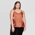 Women's Plus Size V-neck Metallic Satin Fashion Cami - A New Day Blush 2x, Women's,