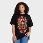 Modern Lux Women's Plus Size Dia De Los Muertos La Catrina Short Sleeve Graphic T-shirt - Black