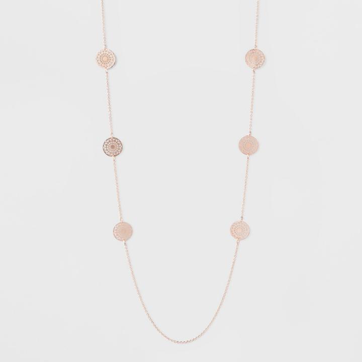 Filigree Coins Long Necklace - A New Day Rose Gold