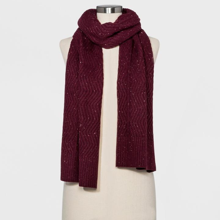 Women's Ribbed Knit Scarf - Universal Thread Burgundy (red)